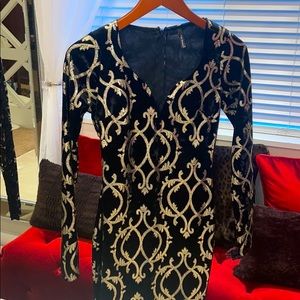 Black and gold Vijo couture fitted dress